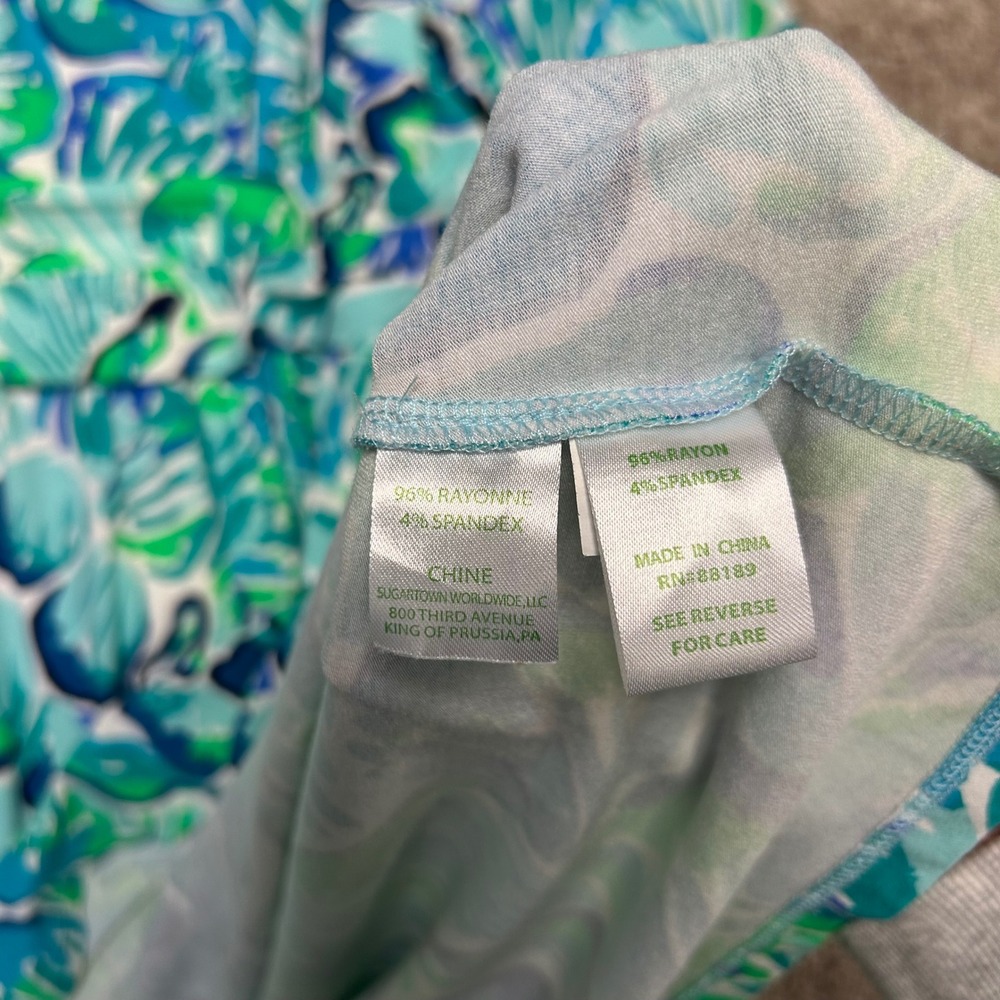 Lilly Pulitzer Fleur Dress Agate Green Lazy River Women Size Large Fit and Flare - Picture 8 of 9
